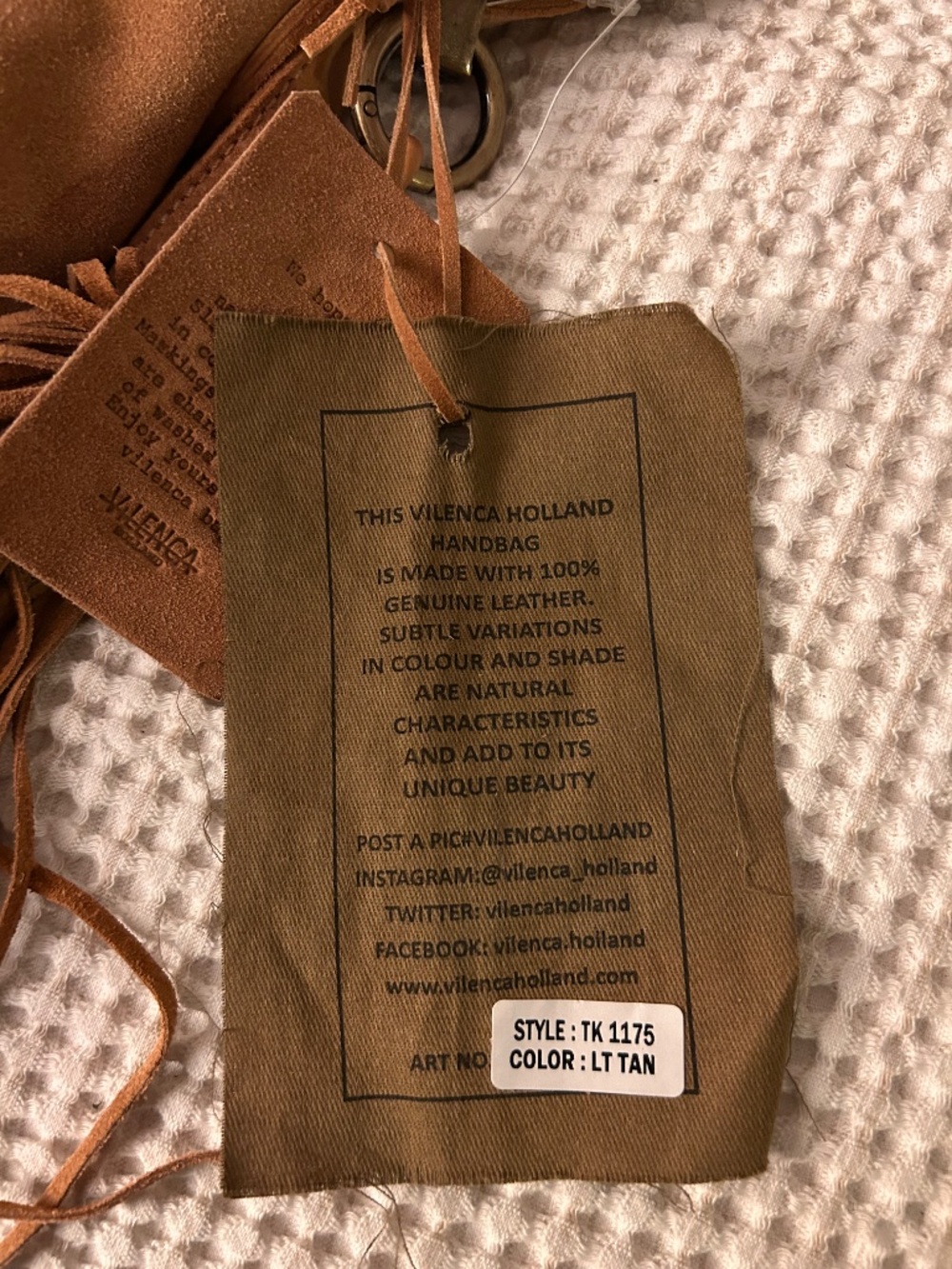Vilenca Holland 100% Genuine Leather Suede Hobo Shoulder Bag – Light Tan – NWT - Picture 4 of 6